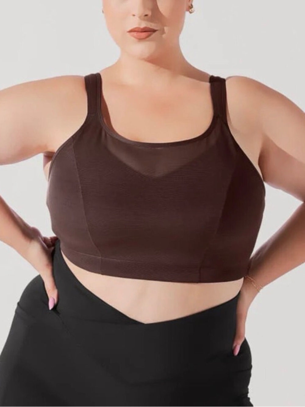 POPFLEX Sports Bra Large Brown Activewear Athleisure Workout Performance Yoga